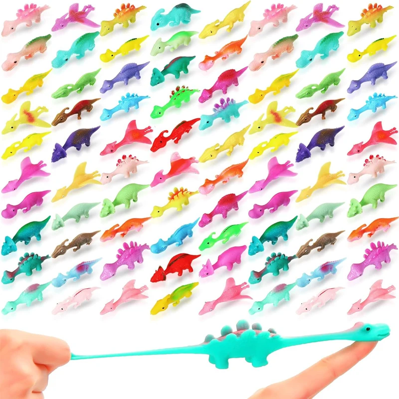 Bulk Slingshot Dinosaur Finger Toys Sticky Weird Stuff Kids & Adults Halloween Birthday Party Favors Funny Gag Gifts