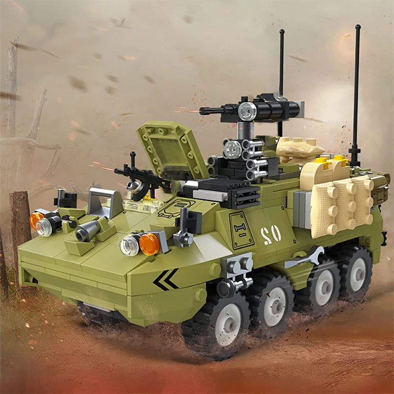 German Military M1126 Armored Transport World War WW2 Soldiers Armored Vehicle Model Building Blocks High-Tech Toys Bricks Adult