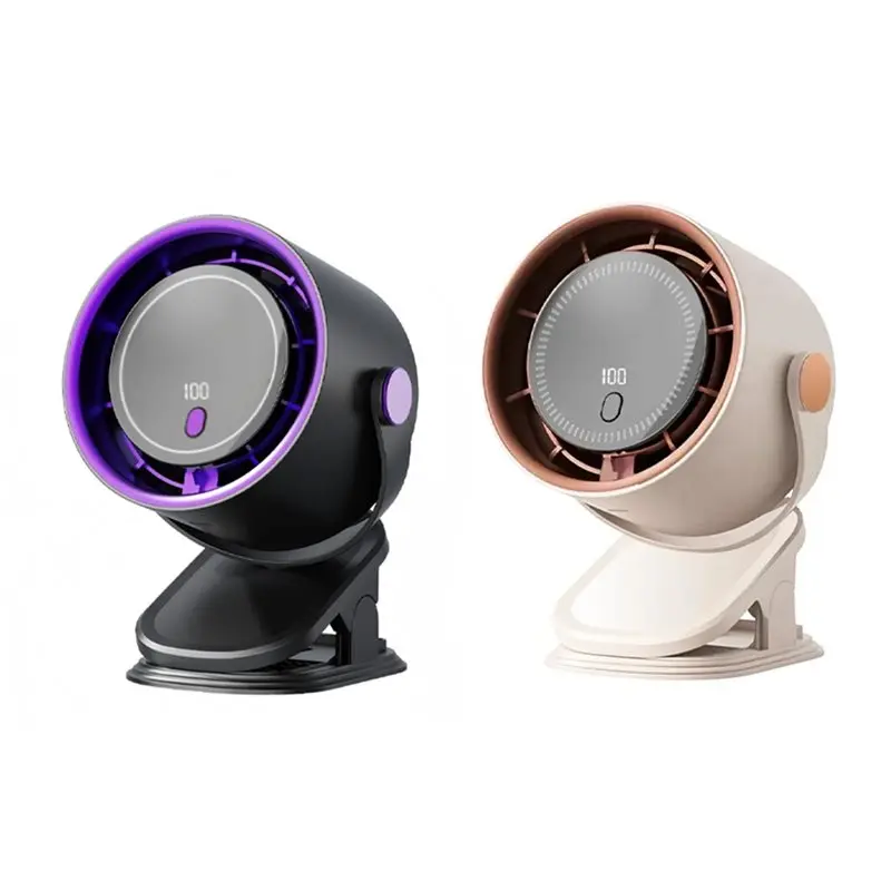 BABZ Clip on Fan Rechargeable Mini Portable Outdoor Desktop Fan 2 Pack USB Charging 100 Speed Digital Display for Home Office