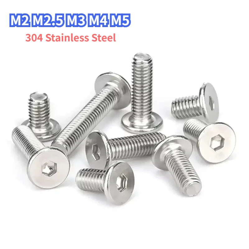 304 A2-70 Stainless Steel CM Hex Hexagon Socket Ultra Thin Flat Wafer Allen Head Bolt Screw M2 M2.5 M3 M4 M5