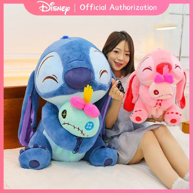 45CM-80CM nuevo juguete de peluche de Disney Lilo & Stitch lindo muñeco de peluche de Ángel colección de Anime recuerdo memorable regalo de cumpleaños Kawaii