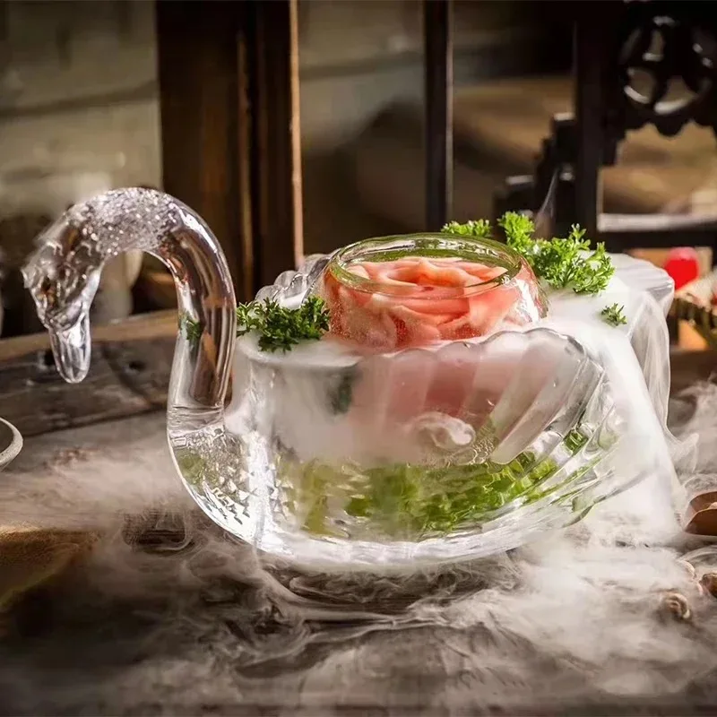 Online celebrity commercial hot pot restaurant duck intestines goose intestines special creative tableware swan crystal glass