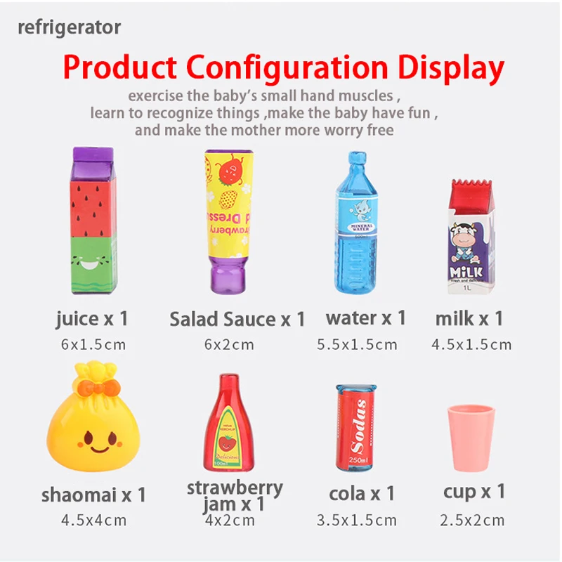 Mini Puppe Kühlschrank Möbel Küche Miniaturen Kühlschrank Rollenspiel Montessori Spielen Essen Spielzeug für Mädchen