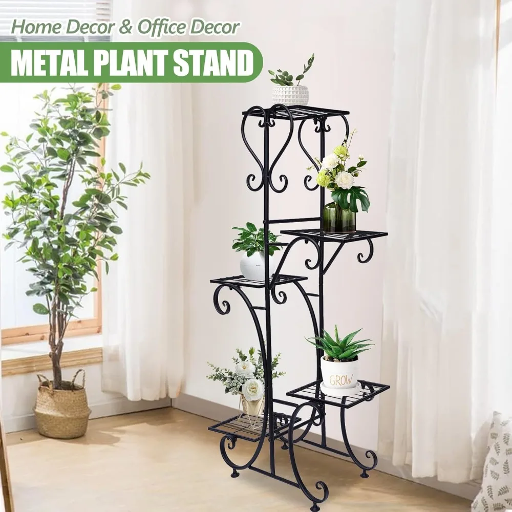 

5 Tier Metal Plant Stand Indoor Outdoor Iron Spiral Corner Plant Shelf Tiered Storage Flower Pot Holder for Balconies Courtyards