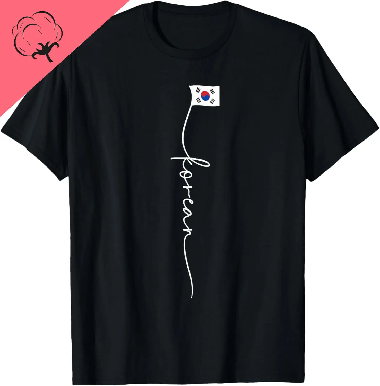 Korea Signature Korean Flag T-Shirt Cotton Custom Printed Graphic T Shirts Breathable and Comfortable Camiseta Hombre