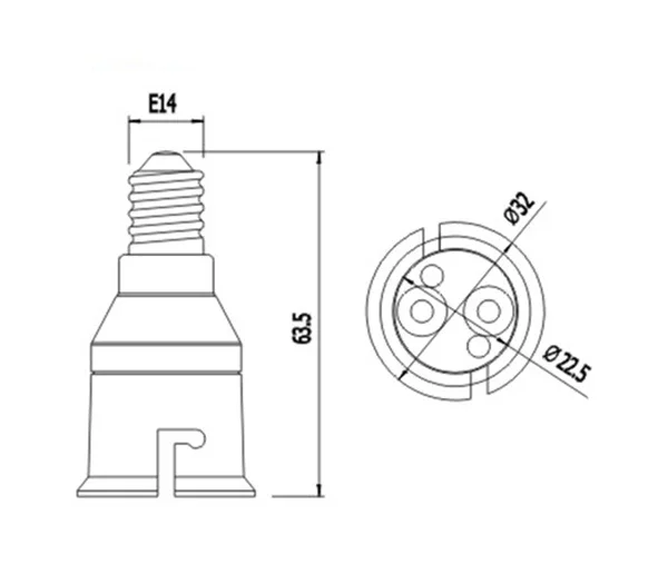 2pcs E14 to B22 Light Socket adapter CE Rohs EU LED CFL Chandelier E14 Lamp Base to Bayonet Bulb Holder B22 Converter Extender