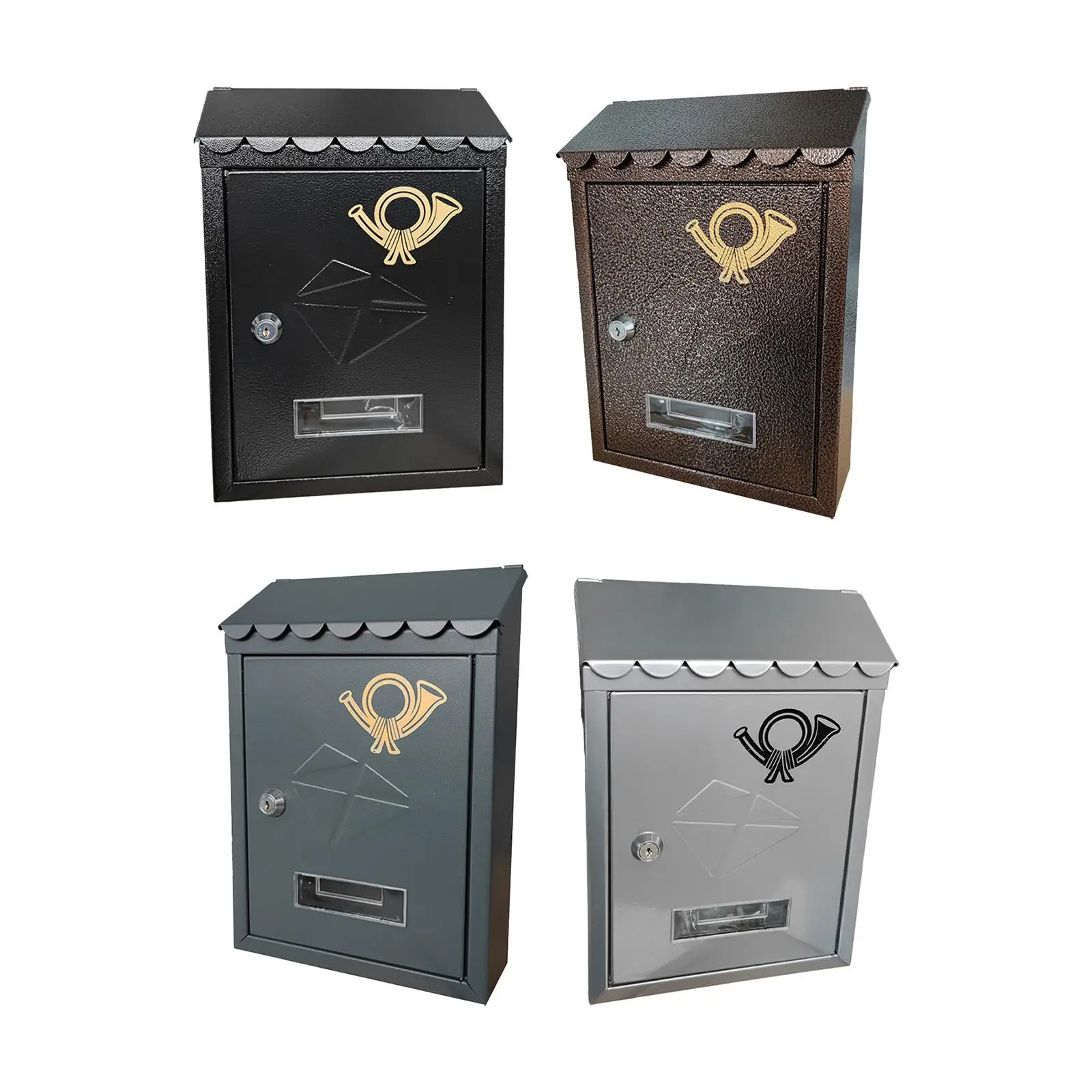 Wall Mount Mailbox Metal Decorations 21.5x7x30cm Front Door Outside Decorative Letter Magazines Post Lockable Porch Drop Box