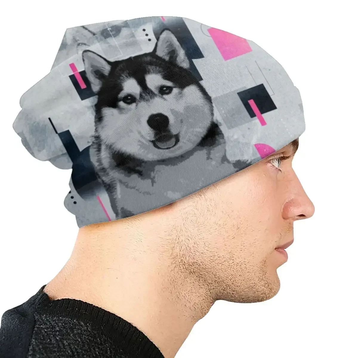 Gorros Retro de perro Husky siberiano, gorros para hombres y mujeres, gorros de punto cálidos para invierno, gorros de animales para adultos