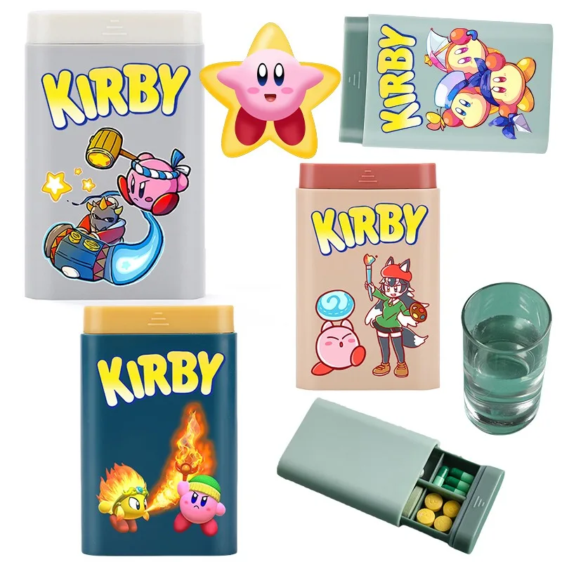 

Kirby 6 Grids Mini Portable Pill Box Medicine Holder Anime Travel Tablets Sealed Box Pills Case Container Storage Organizer Gift