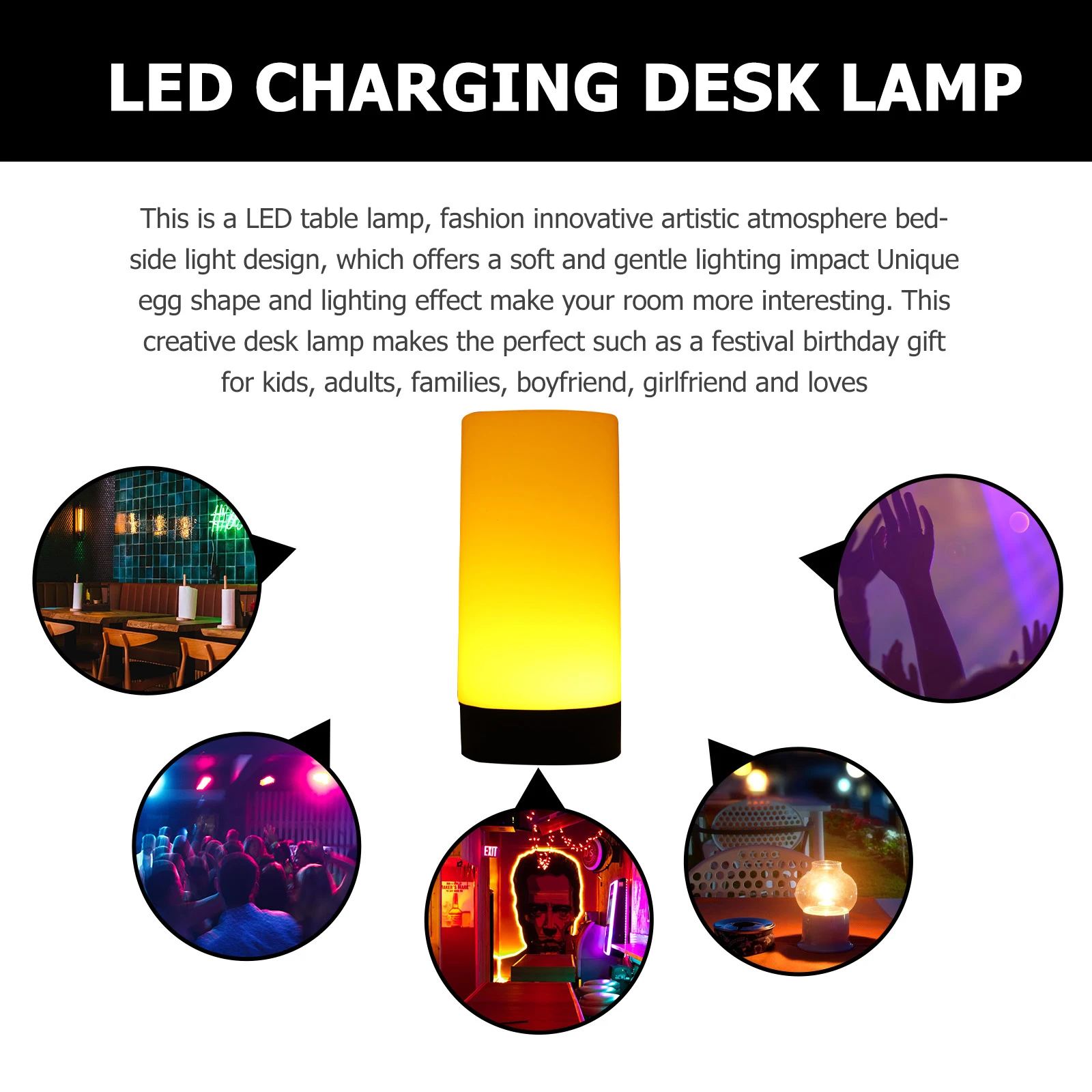 Rechargeable Lamp Cylindrical Bar Desk Light Night Room Small Night Lights LED Lighting Decorative