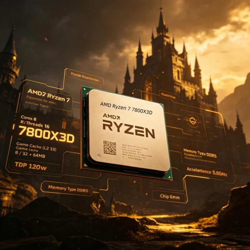 AMD Ryzen 7 7800X3D CPU 8-Core 16-Thread 5GHz 96MB Cache Socket AM5 5nm Zen4 Desktop Gaming Processor 120W Tray Version