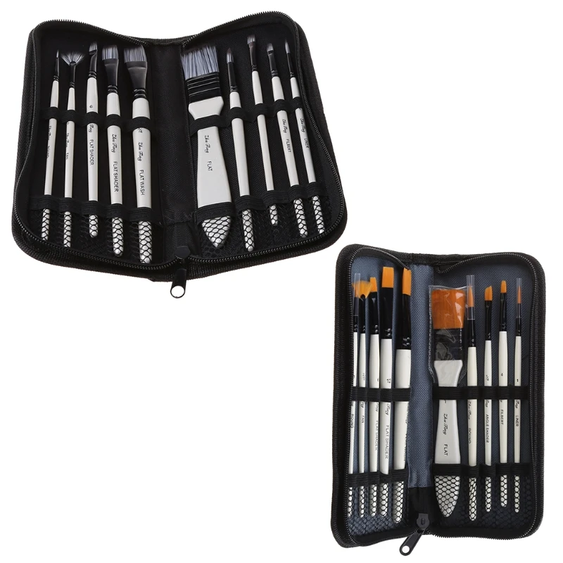 10Pcs Nylon Haar Kunst Malerei Pinsel Set Acryl Öl Aquarell Künstler Pinsel Set Zeichnung Liefert