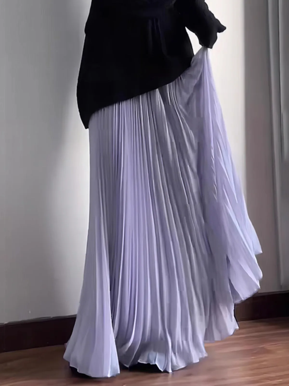 

Женская фиолетовая юбка миди с высокой талией, облегающая, струящаяся, весенняя новинка, корейская версия, без оборок, для офиса