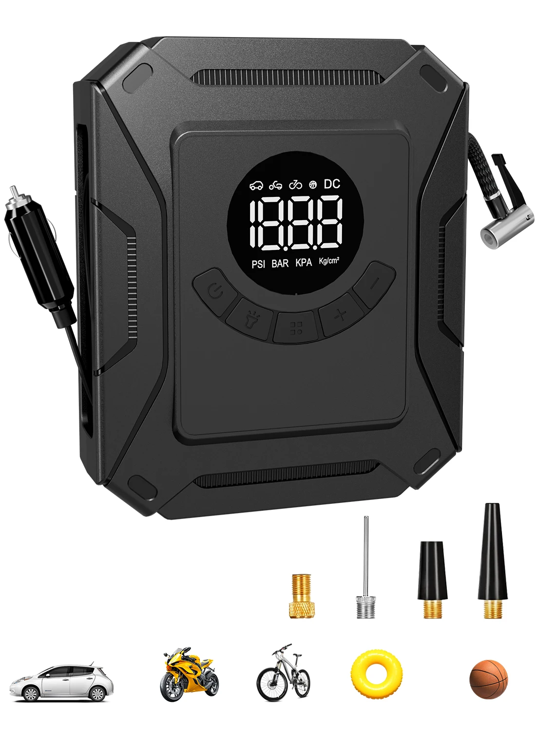 150PSI Air Tire Pump 12V Portable Tire Inflator Digital Air Compressor For Car Motorcycles Bikes Balls
