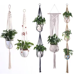 Hanging Plant Handmade Macrame Plant Hanger Flower Pot Planter Hanger Wall Decor Courtyard Garden Hanging Planter Hanging Basket