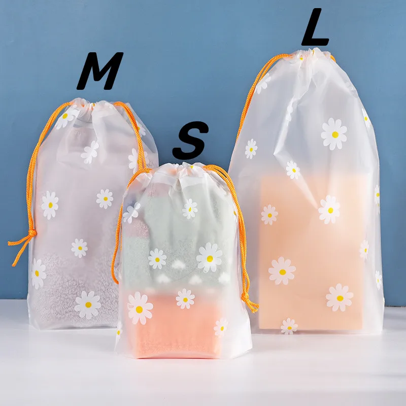 10PCS Waterproof EVA Daisy Storage Bags Drawstring Large Capacity Clothes Shoes Organizer Portable Makeup Toiletry Bags