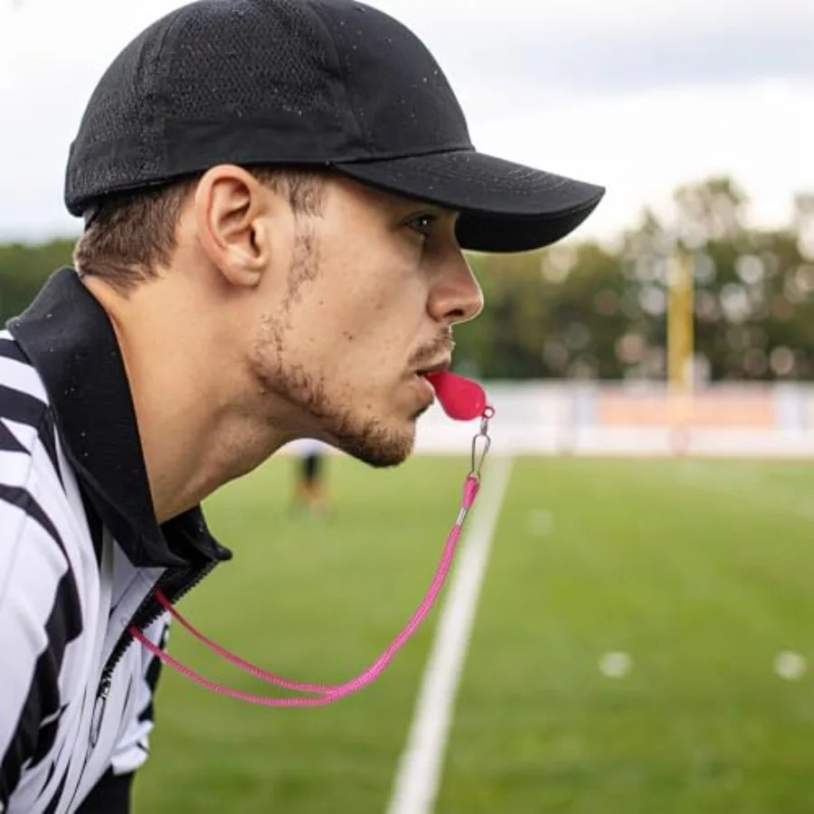 2개입 핑크 코치 호루라기 끈 포함 플라스틱 소리 큰 스포츠 호루라기 야외 활동가용 개 훈련 파티 기념품 농구용