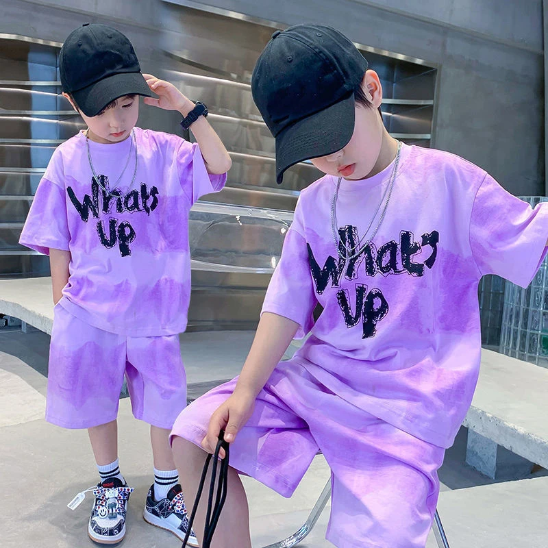 2023 New Boys Summer Quick-dry Suit Children Streetwear Boy Short Sleeve TShirt + Shorts Two-piece Sports Set Baby Loose Outfits