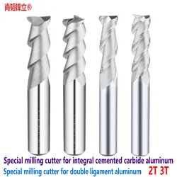 Fresa de fondo plano especial para carburo cementado Integral, longitud de aluminio 100 2T 3T, ligamento doble, Wolfram Steel para Al