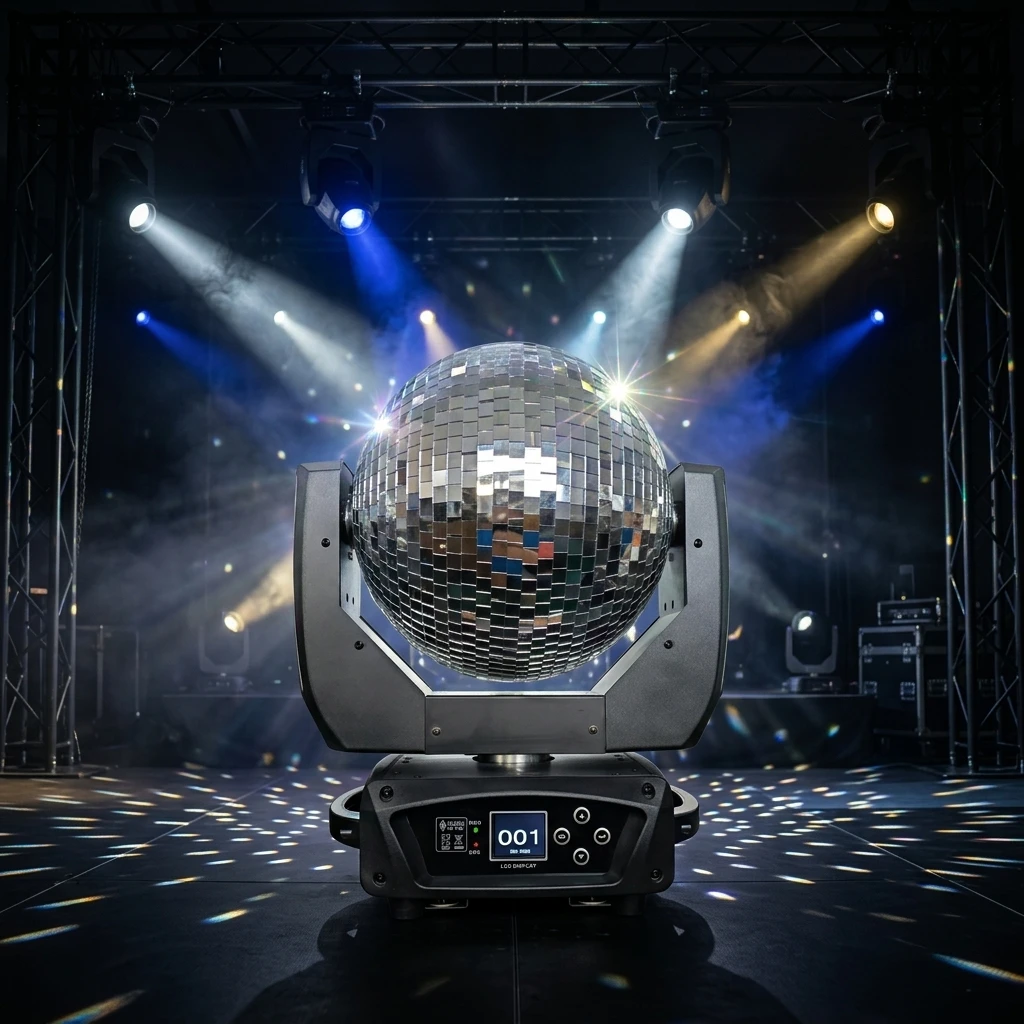 Sunart Rotating Reflective Effect Glass Mirror Ball DMX Moving Head Light for Wedding DJ Disco Party Dance Hall Night Clubs