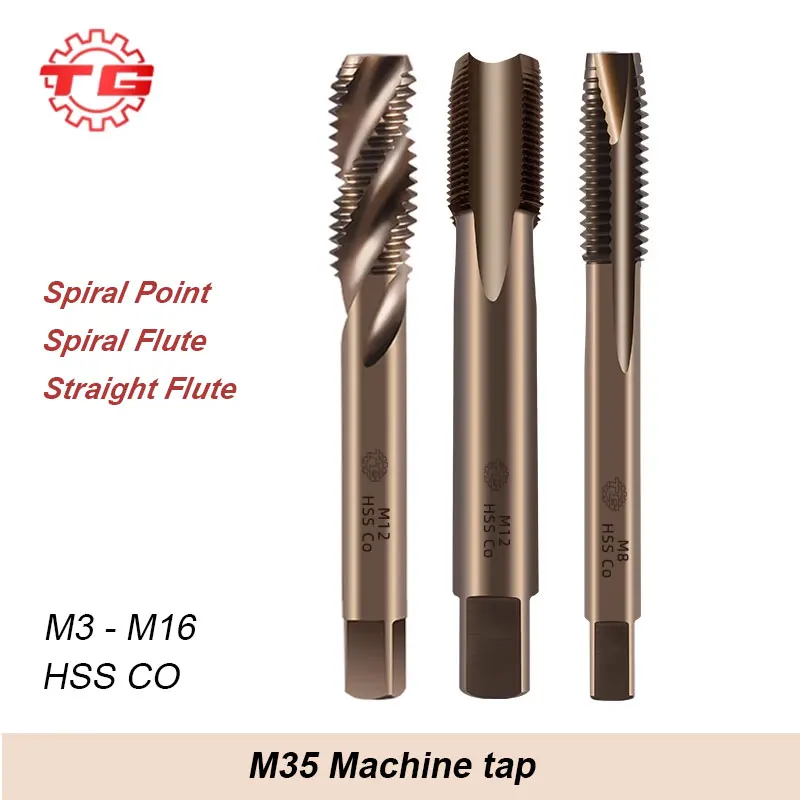 

M35 HSS CO Spiral Fluted Spiral Point Straight Flute Tap Processing for Cast Iron Steel Stainless AL Etc.