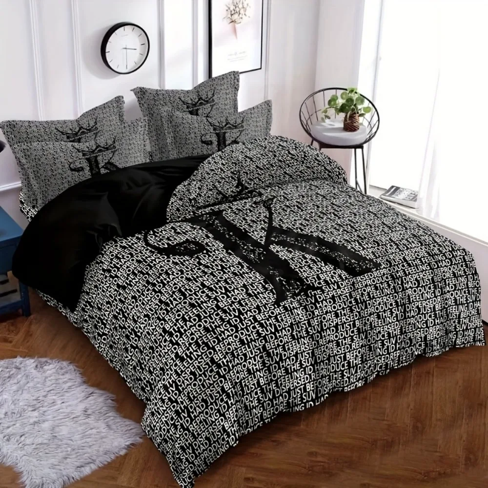 3pcs Bedding Set Black Grey K 3D Print Comfortable Duvet Cover Set King Queen Twin Single Size Birthday Gift Adult Bedroom Decor