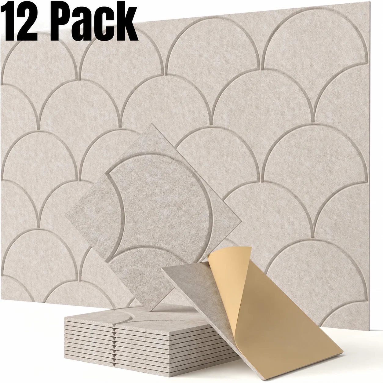 12 Packs Self-Adhesive Acoustic Panels, 30.48cm X 30.48cm Acoustic Wall Panels, 4.81KG/Ft³ High Density Soundproof Wall Panels f