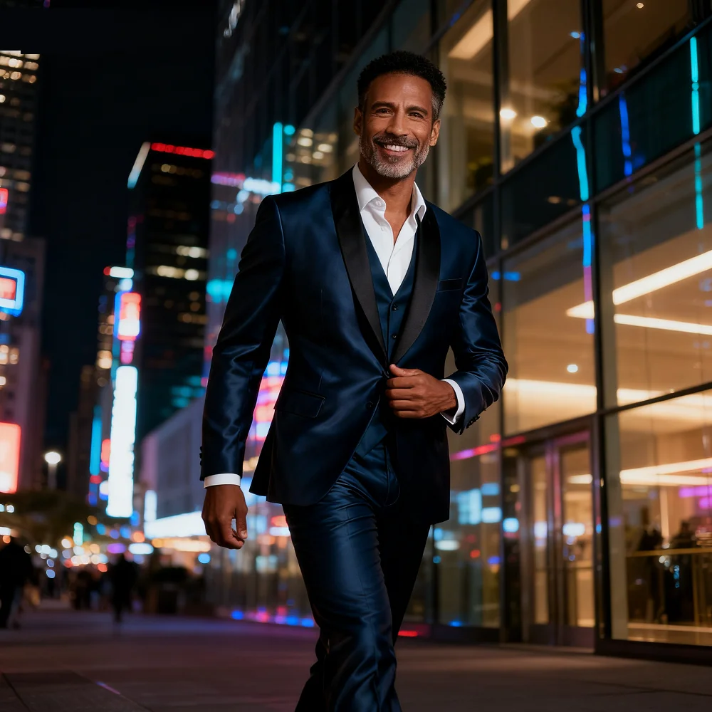 

Classic 3-Piece Fit Men's Tuxedo Wedding Groomsmen Smoking Suit with Shawl Lapel Single Breasted Blazer Vest And Pants Set