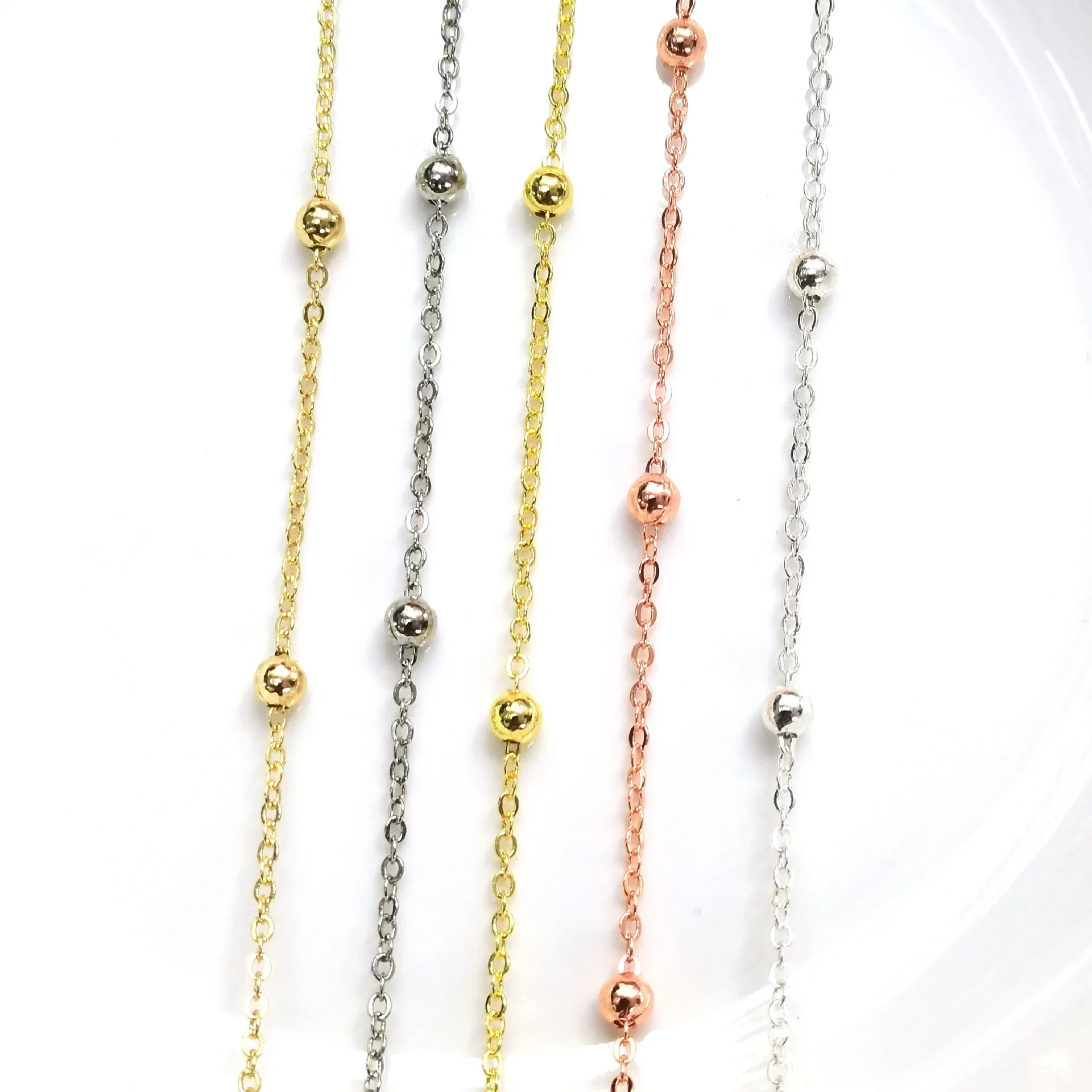 14k Gold Plated Colorful 3.5MM Bead Chain Clip O-Shape Bead Link Necklace Bracelet Earring Accessories From China Mainland