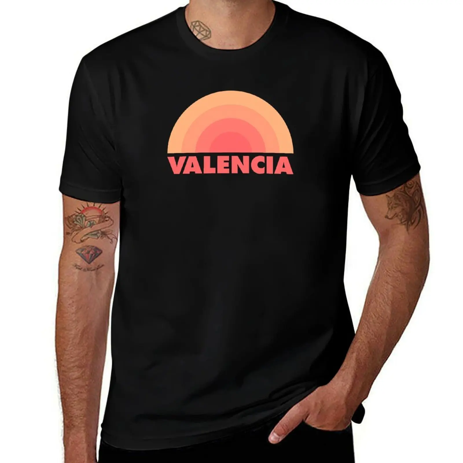 Camiseta Valencia Retro Naranja, camisetas de anime para hombre