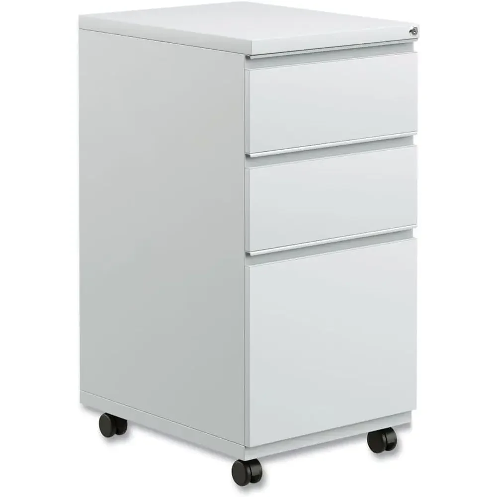 Gray Three-Drawer Pedestal with Full-Length Pull, 14.875 x 19.125 Inches