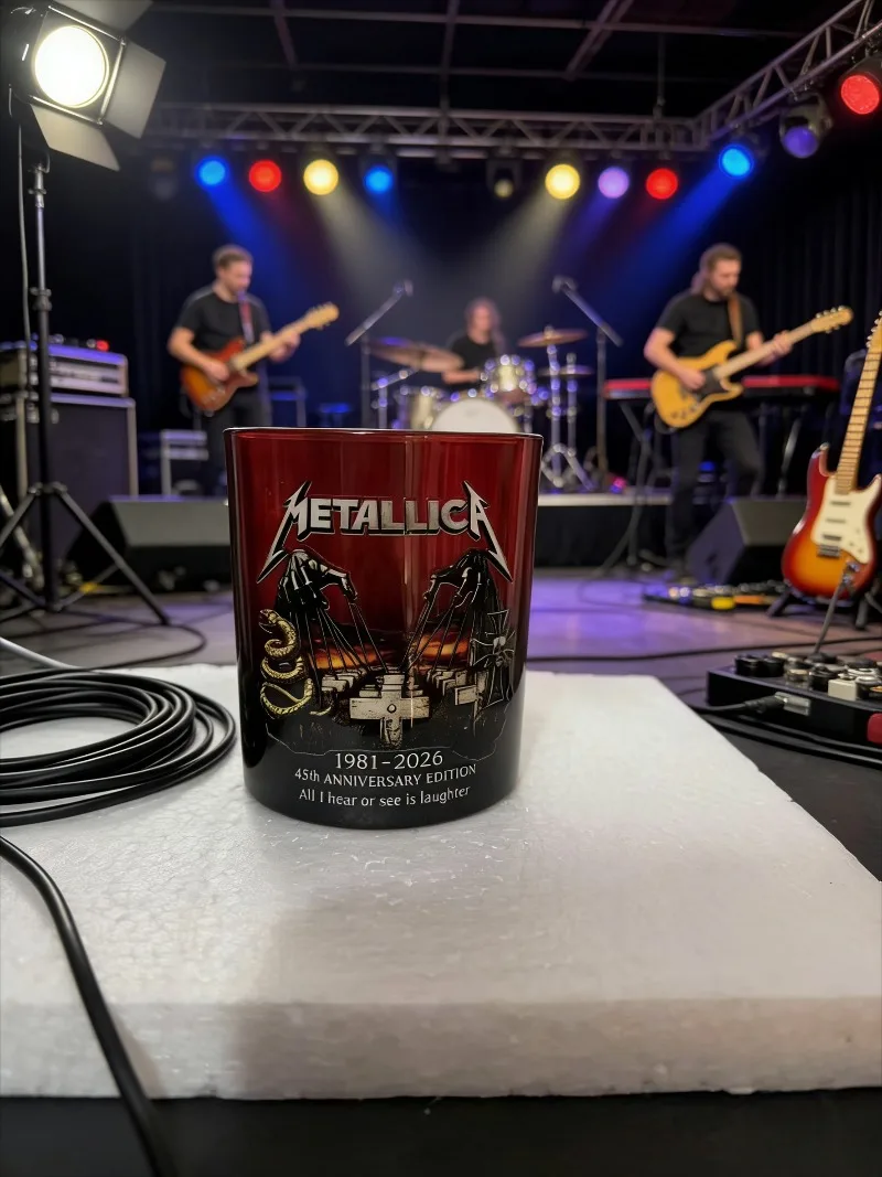 45th Anniversary Rock Themed Glass Tumbler, Heavy Metal Style Drinking Glass, Barware Gift for Music Fans