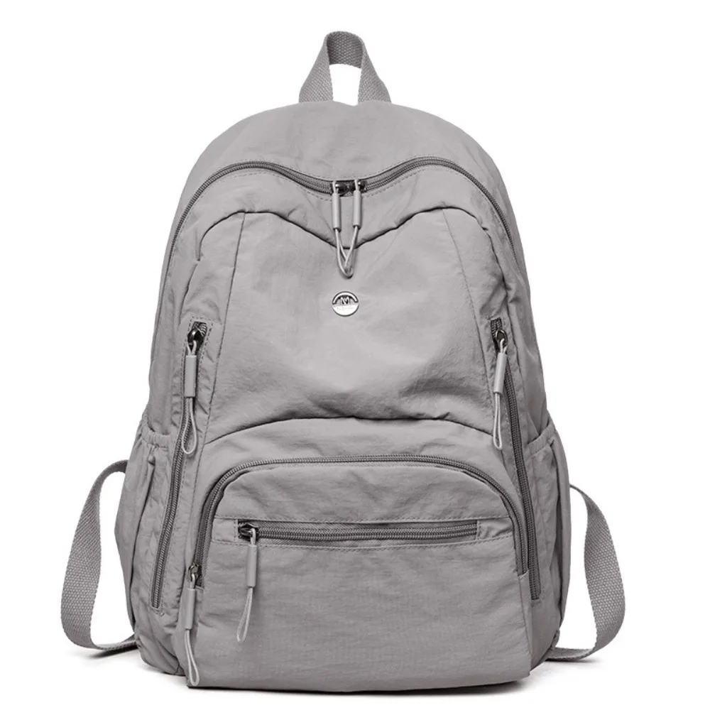 Cute Large Capacity Nylon Backpack Lightweight Durable Daypack Multiple Compartments Secure Zipper Closure School Backpack Women