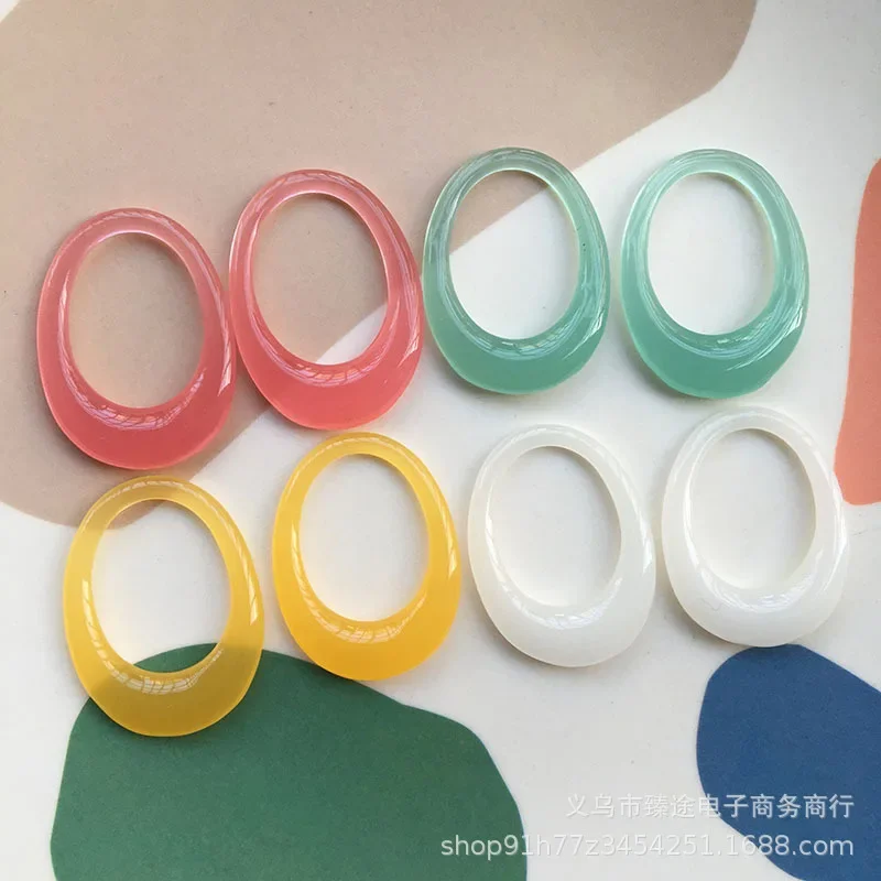 5pcs Japanese geometric oval hollow-out translucent jelly resin accessories diy handmade earrings jewelry material wholesale