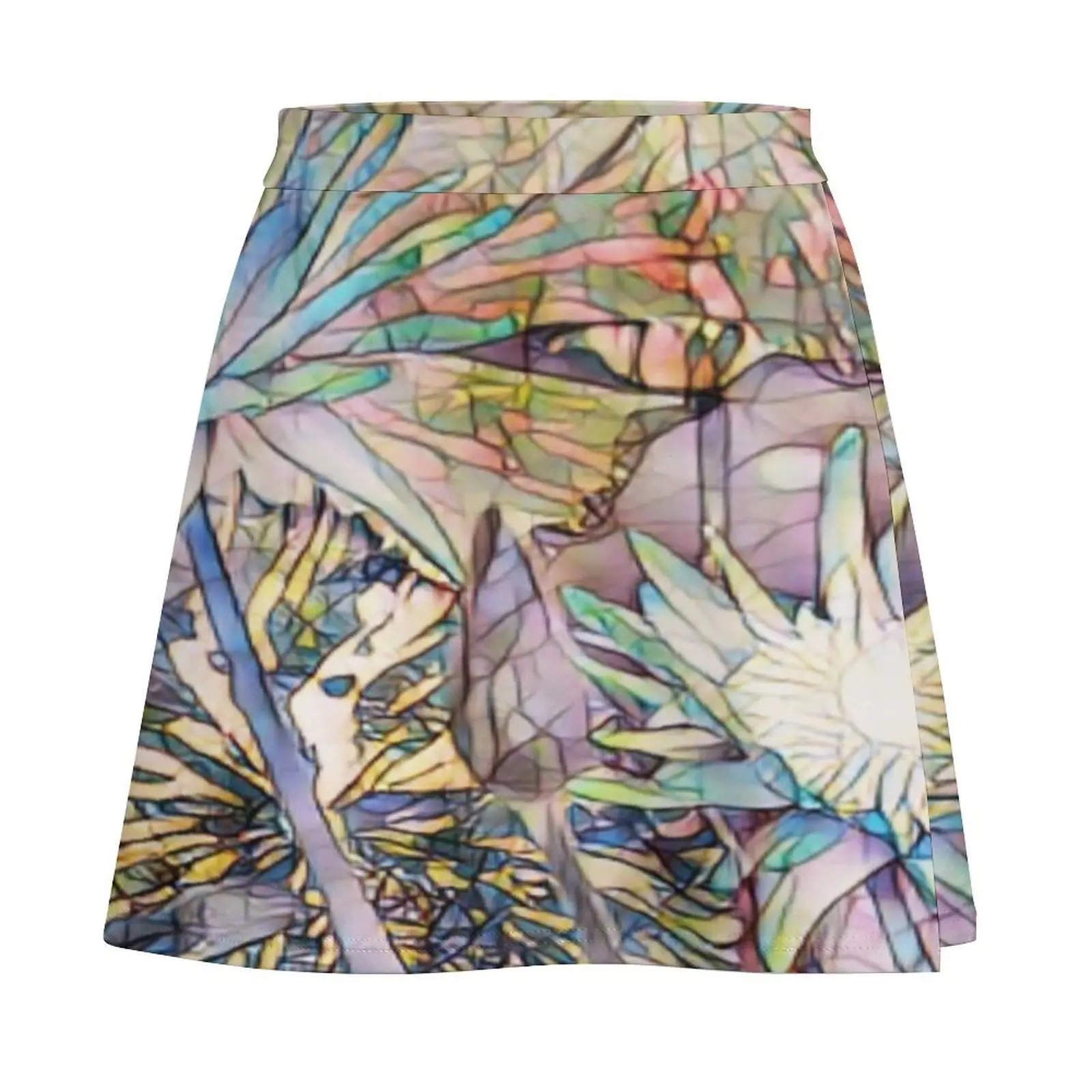 Pretty Art Nouveau Lotus Mini Skirt Korean skirts women clothing 2025 new arrivals Mini Skirt