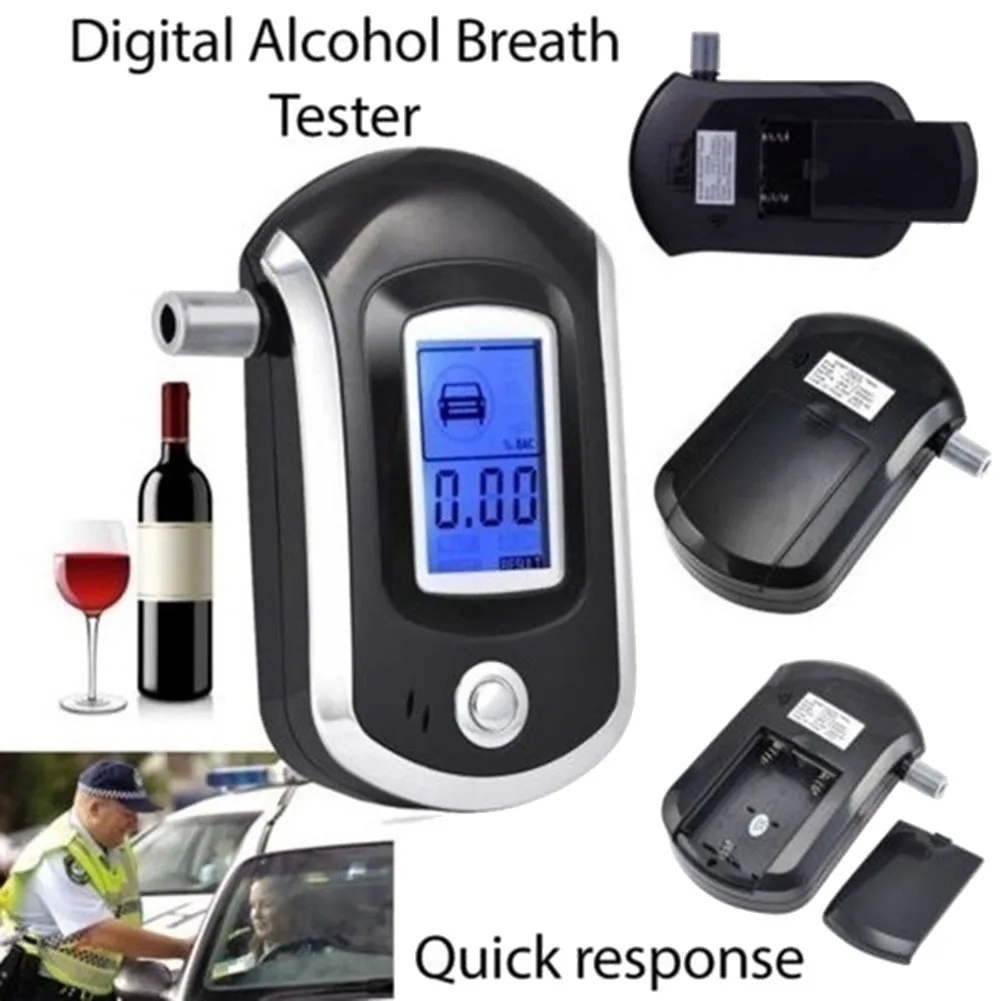 AT6000 Alcohol Tester with 10 Mouthpieces Professional Digital Breath Breathalyzer with LCD Display Screen