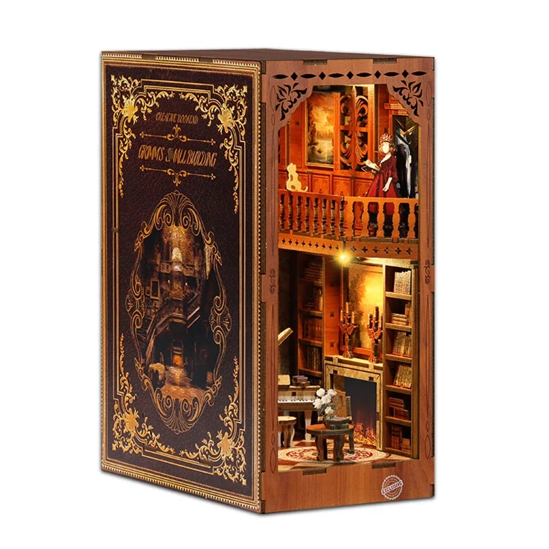 DIY 나무 인형의 집 미니어처 키트 친환경 DIY 미니어처 하우스 3D 나무 퍼즐 북 눅 도서관 장식용