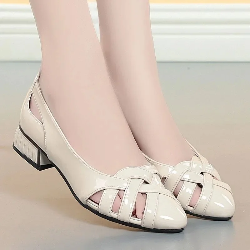 Kobiety dorywczo słodkie szpiczasty nosek sprężyna wysokiej jakości poślizgu na buty na kwadratowym obcasie pani mody oddychające buty Sapatos Azuis