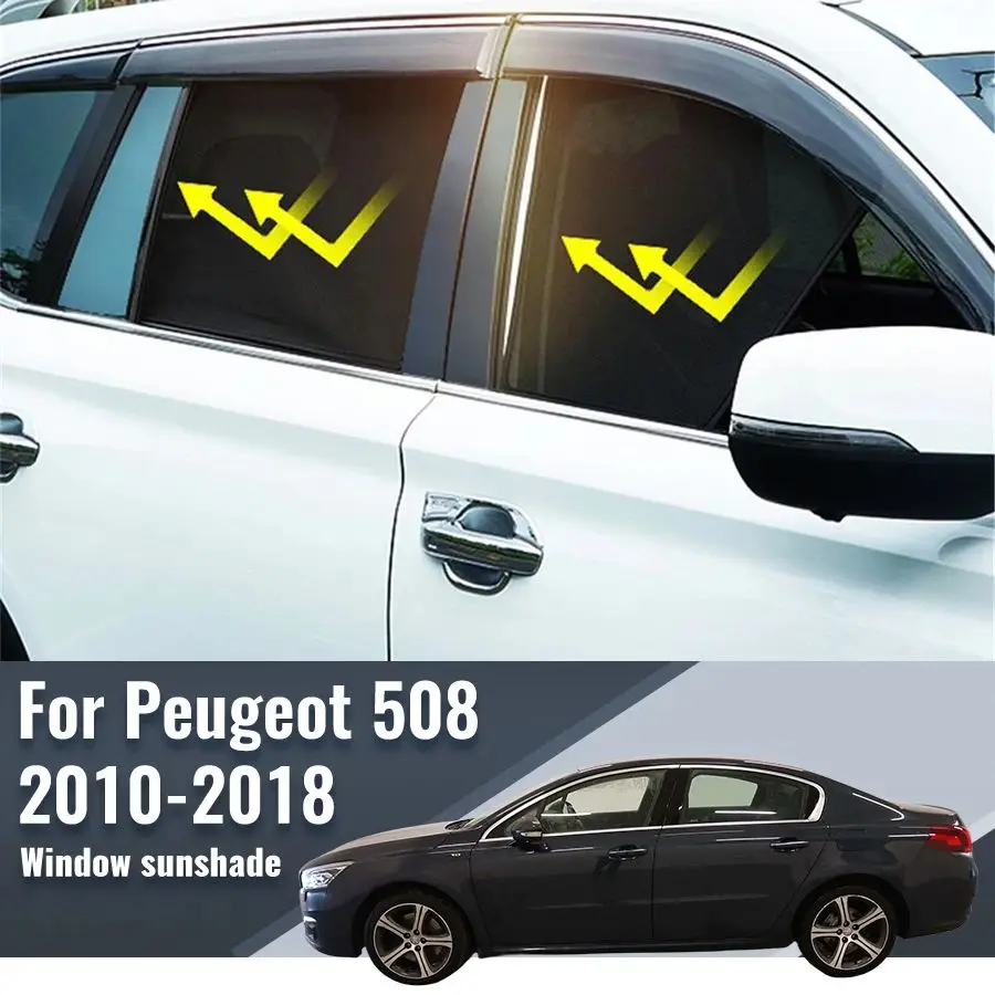 

For Peugeot 508 Sedan 2010-2018 Side Window Sun Shade Visor Magnetic Car Sunshade Front Rear Windshield Frame Curtains Shield