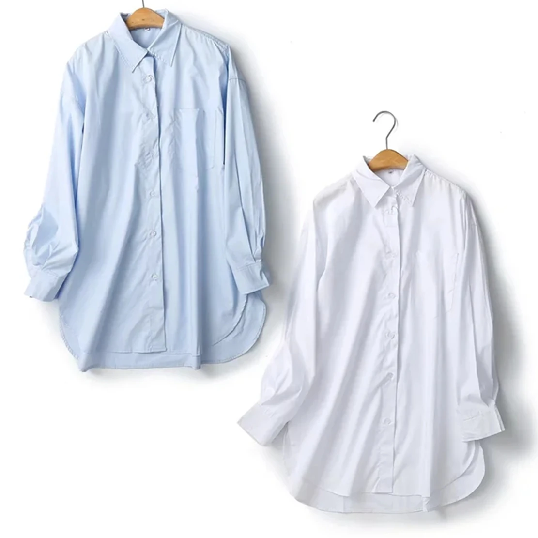 Withered 2024 Office Lady Indie Folk Vintage Pure Cotton Color Loose Long Shirt Oversize Fashion Casual Blouse Women Tops