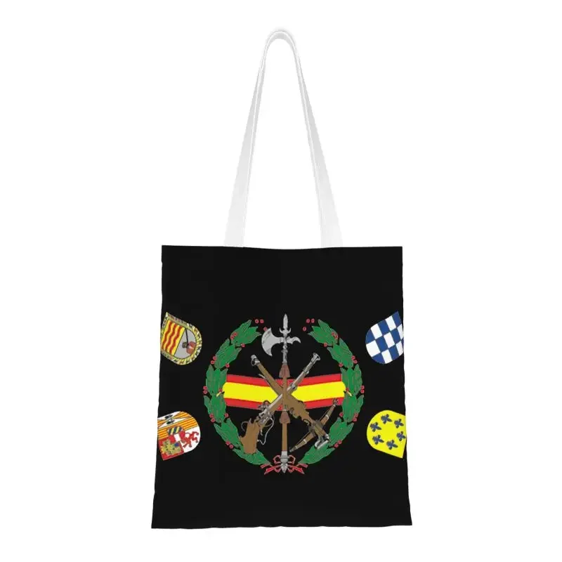 Funny Spanish Legion Shopping Tote Bags Reusable Spain Coat of Arms Groceries Canvas Shopper Shoulder Bag