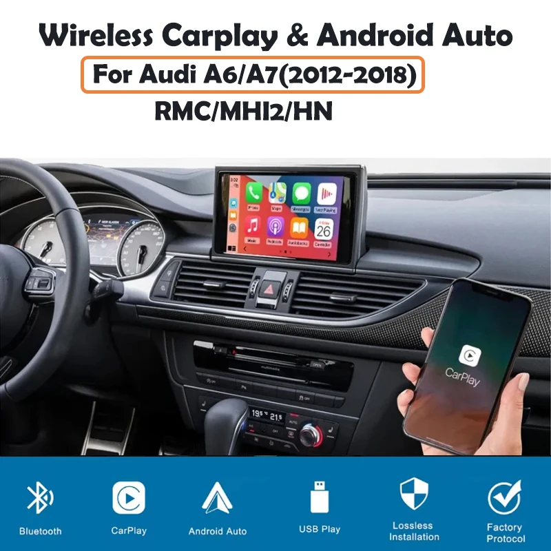 

Wireless carplay Android Auto interface For Audi A6l A7 c7 3G+MMI MIB mirror Rearview Camera Module Airplay RMC MHI2 HN MMI