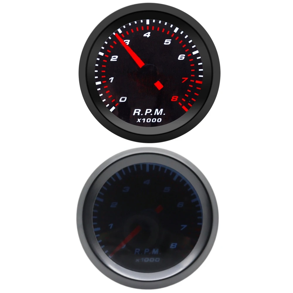 2″ 52mm Tachometer RPM Boost Gauge PSI/BAR Vacuum Water Temp Oil Temp Oil Pressure Voltmeter Smoke Lens Car Gauges Fit 12V Cars