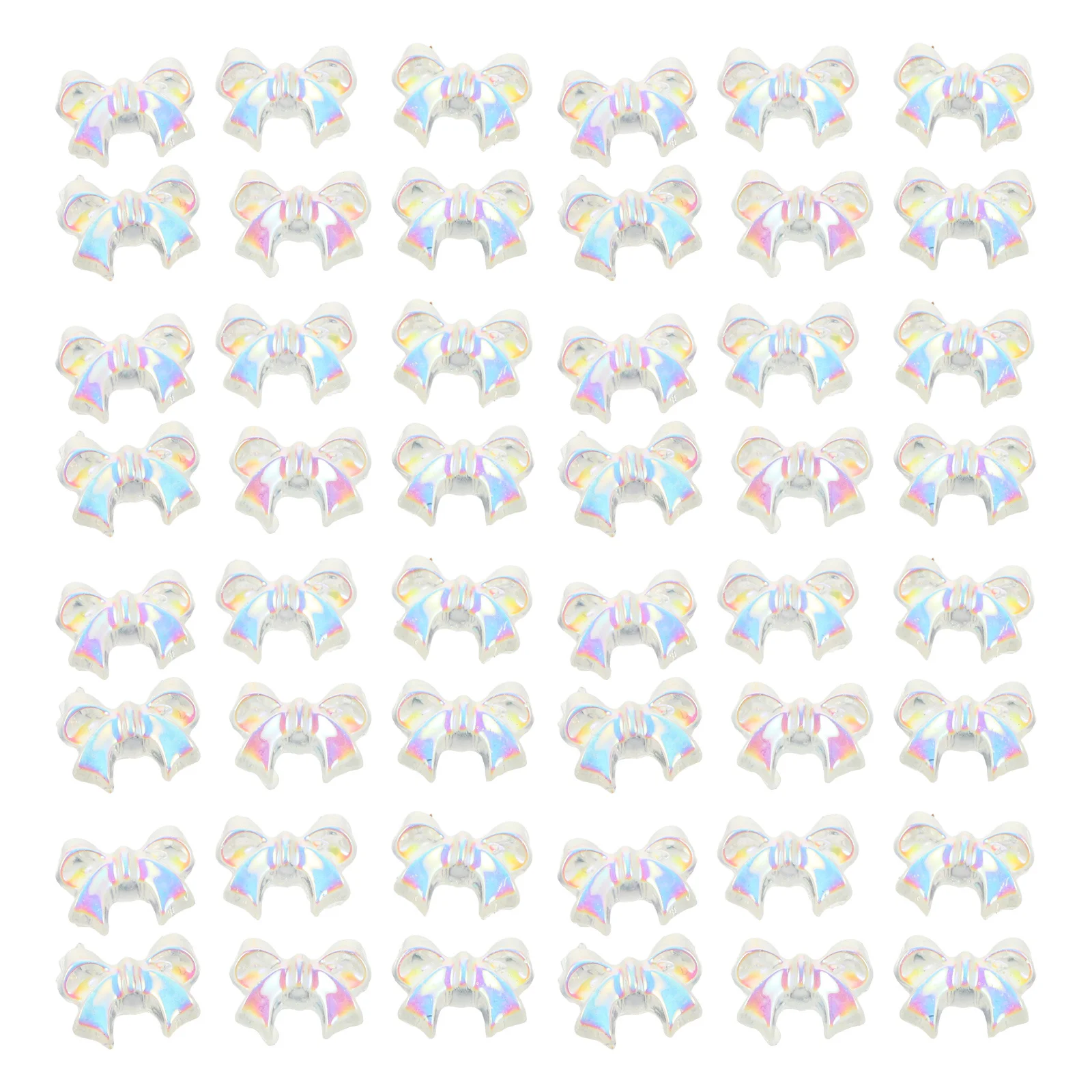 

200pcs Bow Charms 3D Iridescent Resin Nail Art Decorations For Women Girls Diy Manicure Accessories Wedding Halloween Christmas