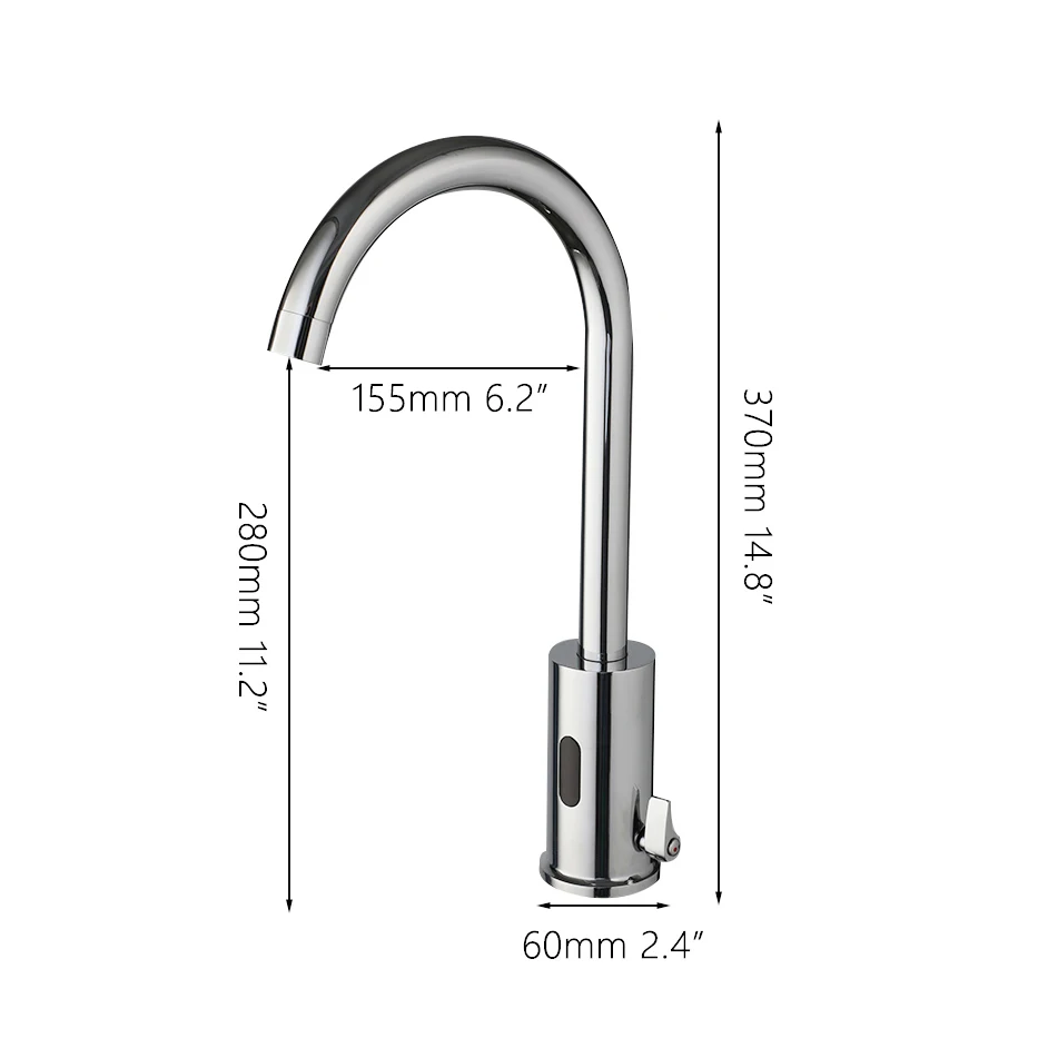 Torayvino Kitchen Faucet Chrome Finished Automatic Inductive Direct Current And Battery Power Faucets 180° Swivel Mixer Tap