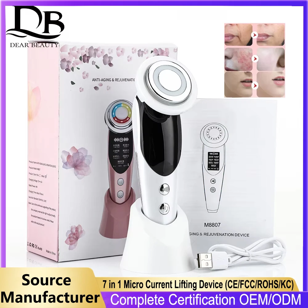 7 in 1 Micro Current Lifting Device Vibration LED Face Skin Rejuvenation Wrinkle Remover Anti-Aging Facial Massager Beauty Care