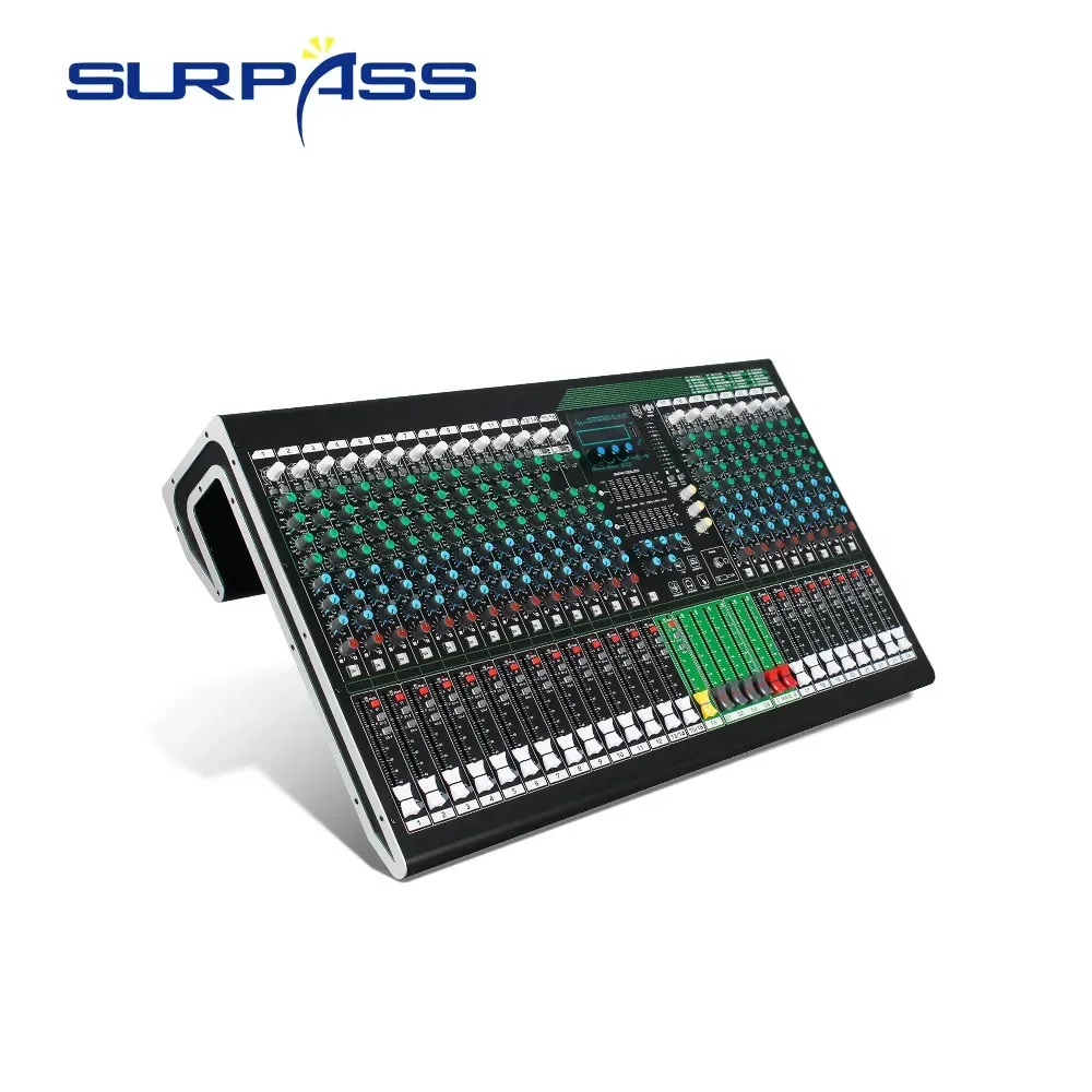 24 Channel Audio Mixing Console 48V Phantom Power Built-in USB Play Bluetooth 5.0 Receive Playback Professional Mixer DJ Stage