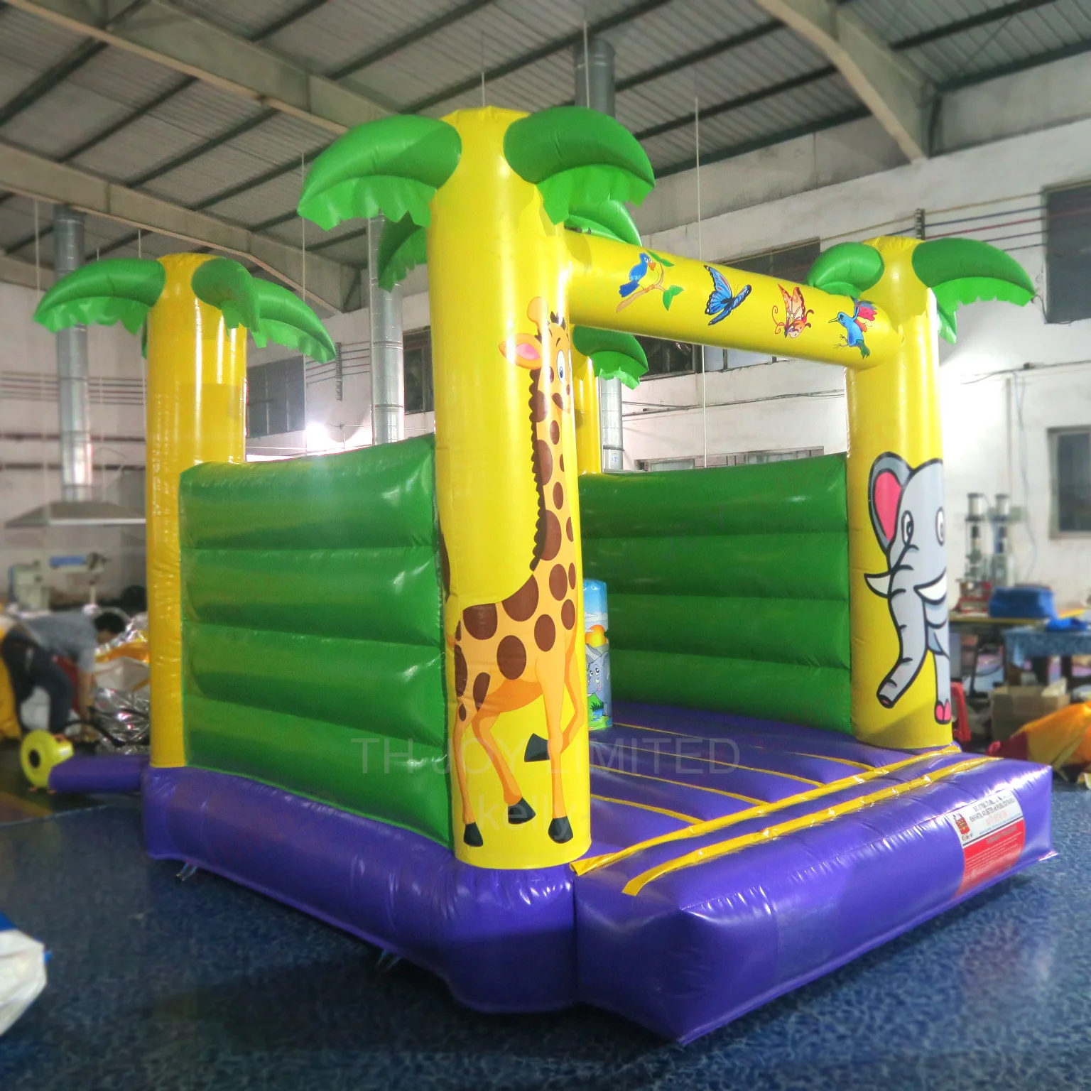 3,5 x 3 x 2,8 m schöne aufblasbare Hüpfburg Elefant Luftspringen Hüpfburg Luft Moonwalk mit Palme für Kinder