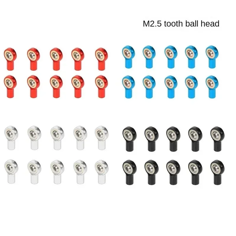 10 Uds. De aleación de aluminio M2.5, extremo de varilla, cabeza de bola, soporte de juntas, amarre, tornillo de mano derecha para modelo RC, coche, barco, avión, camiones