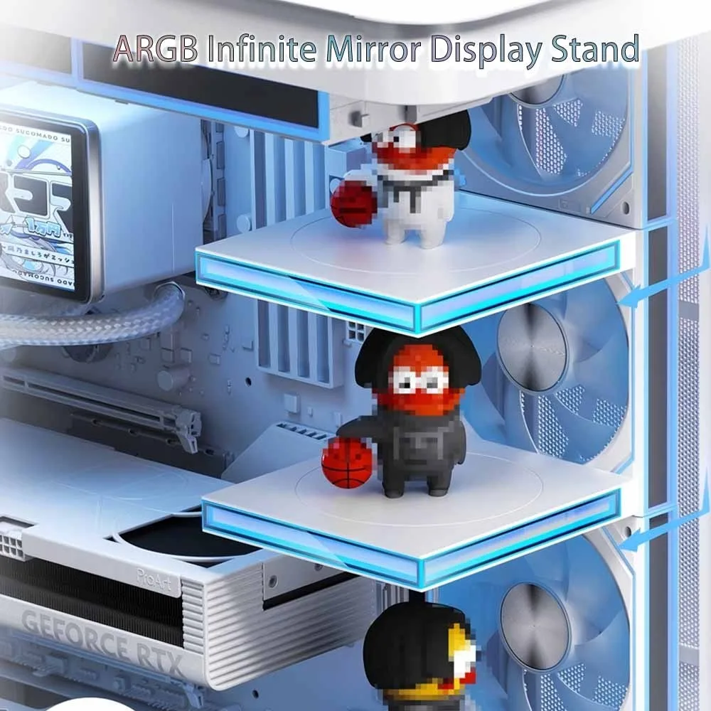

ARGB Infinite Mirror Display Stand for Case Handmade Figure Double Layer Design Fits 12cm PC Case Fan Base